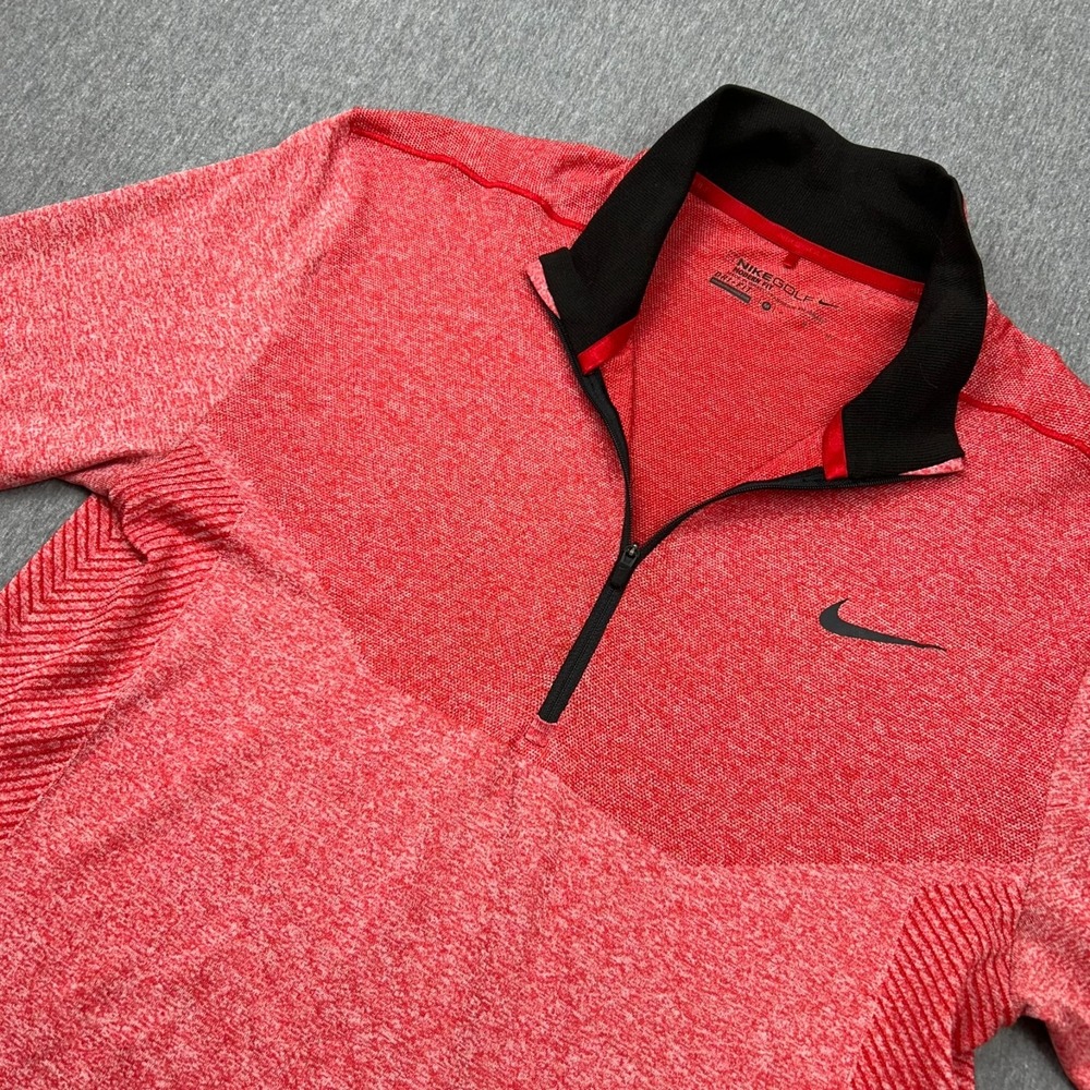 Nike Golf Modern Fit Dri Fit Long Sleeve 1/4 Zip Pullover Mens Medium Red Active